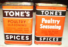 2 Different Generations of Tone's Poultry Seasoning Spice Tins picture