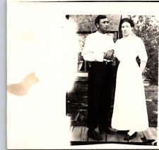 c1920 RPPC Wedding Photo Husband Holds Wife's Hand ANTIQUE Postcard 1406 picture