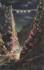 Postcard The Royal Gorge At Night Arkansas River Suspension Bridge Colorado picture