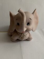Vtg Kelvin Bisque Porcelain Pink Elephant Figurine Bowtie Ring Holder Japan 3.5