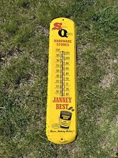 VINTAGE Janney Best Hardware Paints ADVERTISING LARGE THERMOMETER SIGN 36” picture