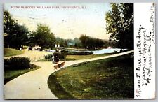 Roger Williams Park Providence Rhode Island Bench Cancel 1906 Antique Postcard picture
