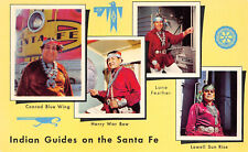 Zuni Pueblo, NM Indian Guides Native Americana Santa Fe RR Train c1950s Postcard picture