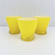Lemon Yellow Cased Drinking Glasses Blown Glass Set Of 3 Vibrant Yellow 3 1/2” picture