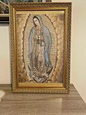 Religious icon banner our lady of Guadalupe Mary Pure Cotton In Wood Frame picture