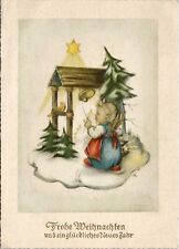 German Christmas Greeting Angel Child Ringing Bell 1958 Postcard T15 picture