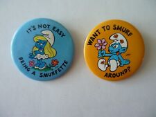 Vintage 1980 SMURF Pinback Buttons 2.25