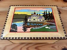 Russian Hand Made Painted & Carved Wooden Box Vintage picture