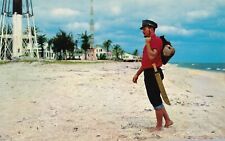 Barefoot Mailman near Hillsboro Lighthouse in Pompano Beach, FL vintage unposted picture