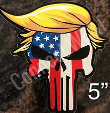 Donald Trump Sticker 2020 Hair Skull Punisher 5” Die Cut Bumper Window USA Flag picture