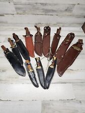 Collection Bowie Hunting Knives Large Lot Of 12 Fixed Blades Sheaths VTG Knive picture