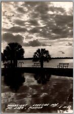 Postcard Mt Dora, Florida; Lakeside Inn; Moonlight RPPC Real Photo Ec picture
