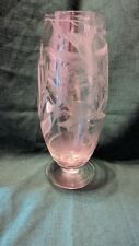 SIGNED BRAYSHAW CLEAR ETCHED VASE 11.75