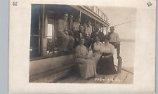 DOCKED STEAMBOAT OUTING PARTY paducah ky real photo postcard rppc kentucky fish picture