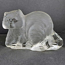 Vintage Viking Glass Clear Crystal Satin Raccoon Figurine Paperweight Bookend picture