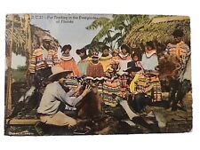 Miami Florida FL Postcard Fur Trading In The In The Everglades 1951 Vintage picture