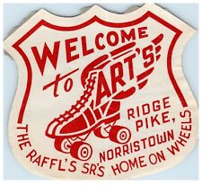 Vintage Roller Skating Rink Sticker Decal Label Norristown Ridge Pike Art's s2 picture