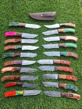 Lot of 20 HANDMADE DAMASCUS STEEL 8 INCHES SKINNER HUNTING KNIVES with sheath picture