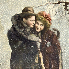 1909 Raphael Tuck & Sons Postcard Romance Couple Love Winter picture