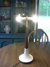 Retro Vintage Wood Spindle Lamp with Metal Flat Shade picture