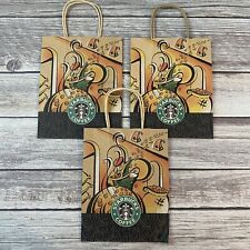 Lot Of 3 Vintage 1996 Starbucks Coffee Small Paper Shopping Bag 10” x 8” x 4.5” picture