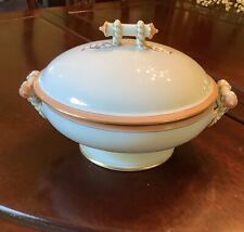 Antique Haviland Limoges Covered Dish Pink Salmon Line Pattern Round Chipped picture