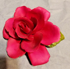 Vintage CAPODMONTE NAPOLEON PORCELIAN HOT PINK ROSE MADE IN ITALY 5''LONG picture