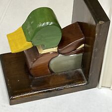 2 Piece Vintage Duck Decoy Bookends Wood Book End Set picture