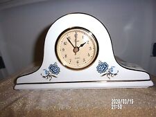 ELGIN Quartz Clock Blue Roses Porcelain Mantle Shelf Vintage-Battery-9