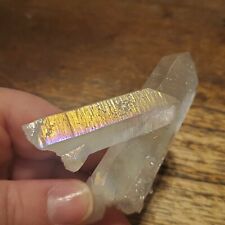 Aura Clear Quartz Crystal Twin Points Cluster 3.1in x 1.97in x .71in, 60g picture