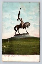 Chicago IL-Illinois, Logan Monument, Lake Front, c1907 Vintage Souvenir Postcard picture