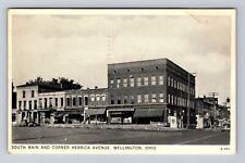 Wellington OH-Ohio, South Main and Corner Herrick Ave Vintage c1936 Postcard picture