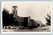 Oakes North Dakota ND Postcard RPPC Photo Second Street Bell Tower Cars 1911 picture