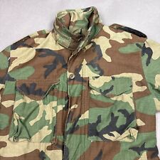Vintage US Military Field Coat Men Small Green Cold Weather Camo Woodland Jacket picture