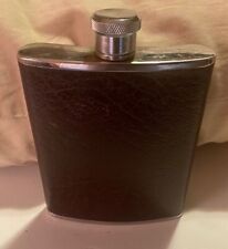 Comoy's of London 6 Oz Stainless Pocket Flask Leather Wrapped picture