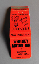 Matchbook Cover - Whitney Motor Inn - Atlantic, Iowa - front strike picture