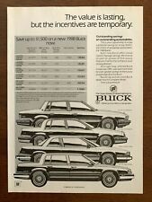 1988 GM Buick Vintage Car Print Ad/Poster Retro Man Cave Bar Décor  picture