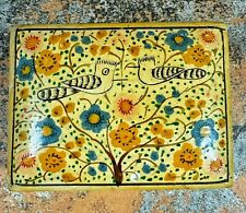 Hand Painted FOLK ART Lightweight Wooden Trinket Box Eclectic Floral Birds Tree picture