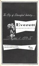 1958 Road Map EVERETT Massachusetts Streets Shops Mystic Station Standard Oil GE picture