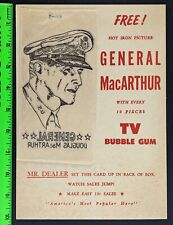 Vintage 1940's General McArthur TV Bubble Gum Decal Display (12 Decals) picture