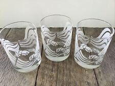 3 MIGNON FAGET Signed Shrimp Glasses Low Ball Rocks Old Fashioned Glass picture