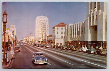 Vintage Postcard Miracle Mile Los Angeles Looking East of Wilshire Blvd. CA picture