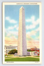 c1933 Linen Postcard Boston MA Massachusetts Bunker Hill Monument picture