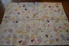 Vintage Handstitch Quilt Dresden Plate,Distressed,Some Stains,Tears,58 x 82