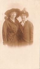 RPPC Postcard Women Funny Furry Feather Hats picture