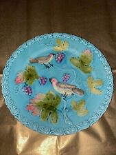HTF EARLY 1900’S GERMAN ZELL MAJOLICA COLORFUL ANTIQUE BIRD PLATE picture