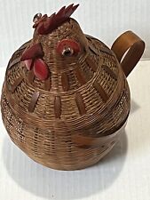 Shanghai Handicrafts Wicker Rattan Rooster/Chicken “ Pitcher” Enamelware Liner picture