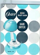 1965 Oster Model 275 Hair Dryer Tag Fold Instruction Advertising Beauty Salon 3T picture