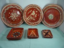 Vintage Mexican Clay Hand Painted Plates Stackable Trinket boxes 6pcs Collection picture