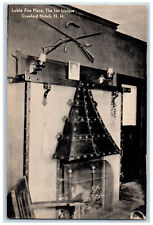 c1940's Lobby Fire Place Gun Chimney The Inn Unique Crawford Notch NH Postcard picture